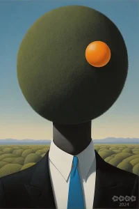 Menschen Kunst. Portrait im René Magritte Style