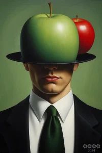 Menschen Kunst. Portrait im René Magritte Style