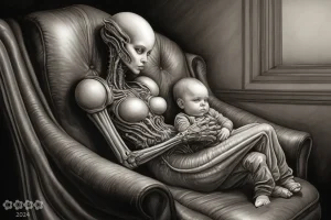 Fantasy. H.R. Giger –Alien mit Baby