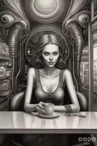 Fantasy. H.R. Giger – Alien hinter einer Frau