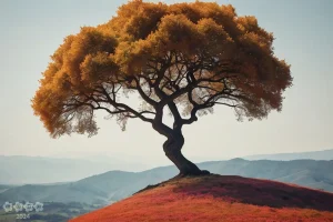 Baum auf Hügel – Minimalismus