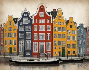 In der City. Häuser in Amsterdam an einer Gracht