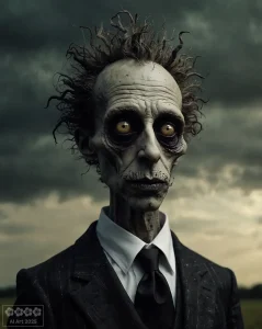 Gruselkabinett 2. Ein gruseliger Mann mit fahler Haut.