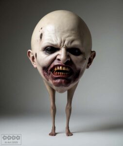 Gruselkabinett 2. Ein blutiger Kopf mit 2 Beinen.