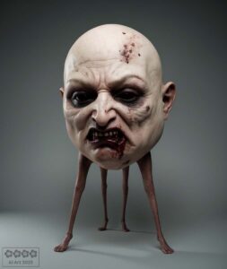 Gruselkabinett 2. Ein blutiger Kopf mit 4 Beinen.